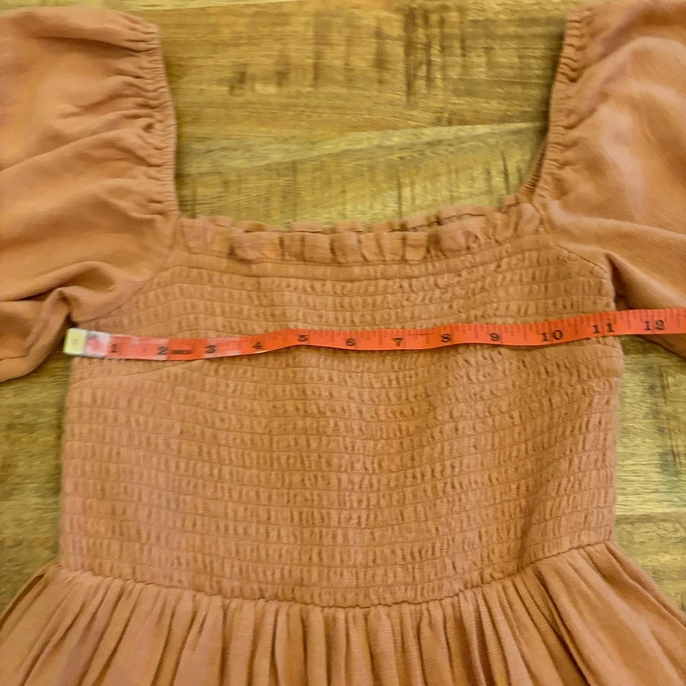 Abercrombie & Fitch Midi Dress Small Tall ST Cottagecore Smocked Tiered Pockets